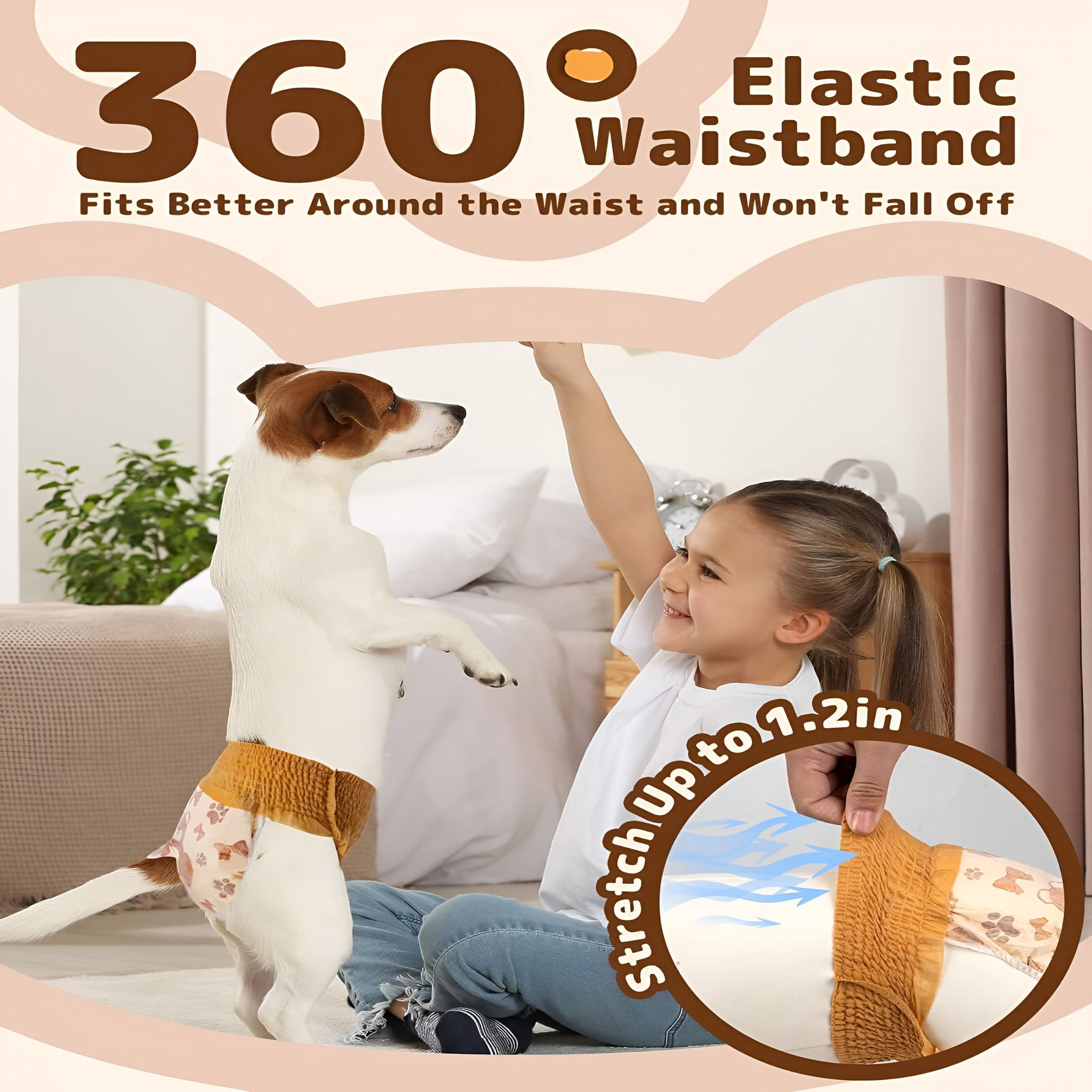 GASTROPOD Disposable Dog Diapers Female (20-60PCS), Pull it Up Doggie Diapers for Female Dogs with 360° Stretchy Waist, Doggy Diapers for Dog in Heat Period, Super Absorbent Leak-Proof Puppy Diapers