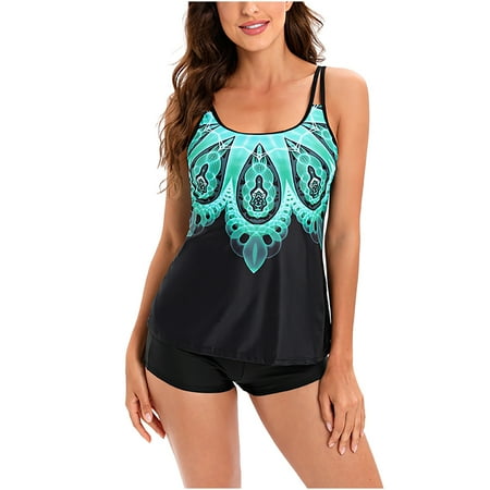 

Finelylove Womens Swimsuits Lightly Lined Sport Bra Style Shorts Black XXXXXL