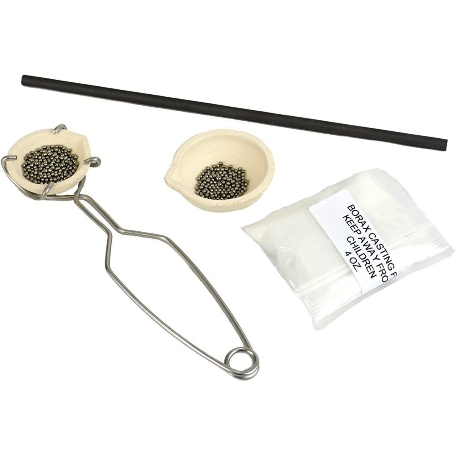 Torch Melting Gold Silver Kit Set Flux Tongs Ceramic Crucible Rod Melt