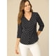 thumbnail image 4 of Top de blusa de oficina vintage con botones de manga 3/4 y lunares para mujer Negro XL, 4 of 6