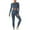 Gray, variant on DailyTrove Women's Long Sleeve Crew Neck Crop Top & Legging Set - Solid Color, Slim Fit, Gym & Casual Wear,Dark Gray