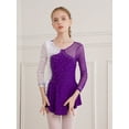 thumbnail image 3 of TiaoBug Kids Girls Rhinestone Figure Skating Dress Long Sleeve Dance Leotard Skater Performance Costume Purple 14, 3 of 7