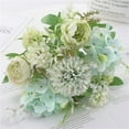 thumbnail image 2 of Cinvoph Artificial Flower 7 Heads Silk Fake Bouquet for Wedding Ceremony Bridal Valentines Day Decor Modern Indoor Layout 12" Green, 2 of 4