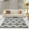 thumbnail image 2 of Ladole Rugs Modern Soft Trellis Geometric Bedroom Dining room Living Room Carpet Area Rug in Ivory-Dark Grey 4x6 (3'11" x 5'7", 120cm x 170cm), 2 of 3