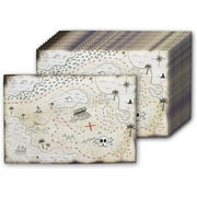 12 Pack Roll Up Pirate Treasure Maps for Birthday Party Favors and Supplies, Vintage Skull Design, Double Sided, 12 x 18 in