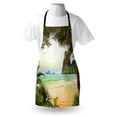 thumbnail image 3 of Ocean Apron Palm Coconut Trees and Ocean Waves Mountains on Paradise Island Beach Image, Unisex Kitchen Bib Apron with Adjustable Neck for Cooking Baking Gardening, Green Brown Cream, by Ambesonne, 3 of 3