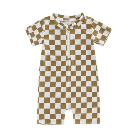 

Toddler Baby Boy Rash Guard Swimsuit Short Sleeve Print Zipper Jumpsuit Sun Protection Bathing Suits