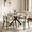 Walnut+Linen-blend chairs, variant on 43.5" Round Dining Table for 4, Space Saving Kitchen Table with Metal Legs, Mid Century Modern Dining Table for Dining Living Room Apartment Small Space