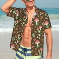 thumbnail image 5 of KLL Men's Hawaiian Shirt Short Sleeve Button Down Beach Shirts-Mushrooms And Autumn Leaves, 5 of 5