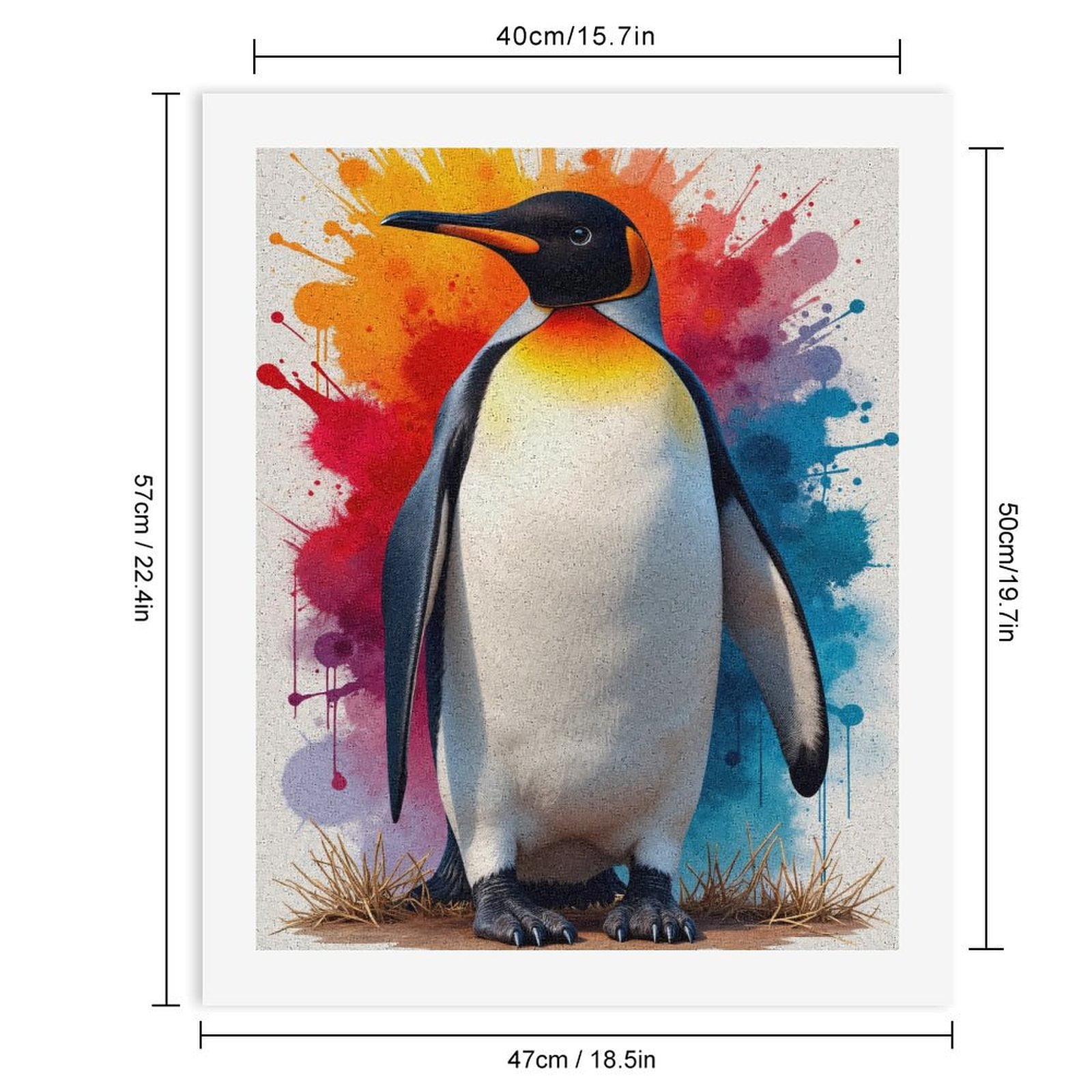 Paint By Numbers Kit for Adults Beginner - DIY Penguin Colorful Splash Art Canvas Painting Kits for Adults, Frameless Paint By Number for Adults for Home Wall Decor 16x20 Inch