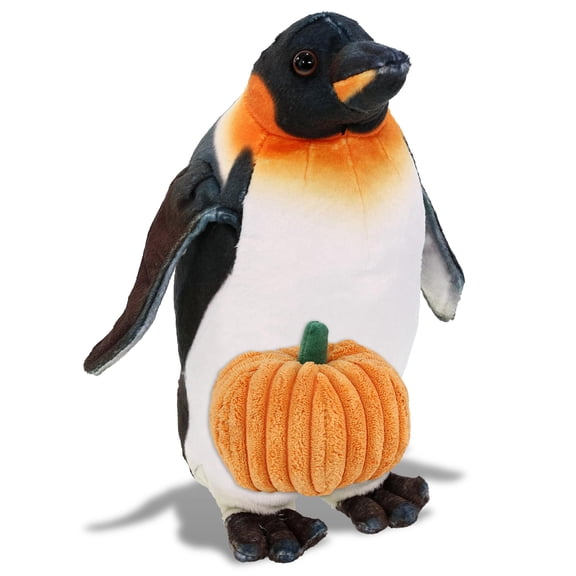 DolliBu Wild Collection Penguin Stuffed Animal with Pumpkin Plush Decor - Penguin Plush Animal for Fall, Halloween and Thanksgiving, Pumpkin Toy for Baby, Kids, Adults - 9 Inches