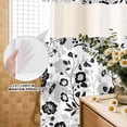 thumbnail image 2 of No Hook Shower Curtain with Built-in Rings - Vintage Black Floral Washable Waterproof Fabric Bathroom Curtains for Hotel,Rentals, 66 X 72 Inch Long , Abstract Flower Blooms, 2 of 9