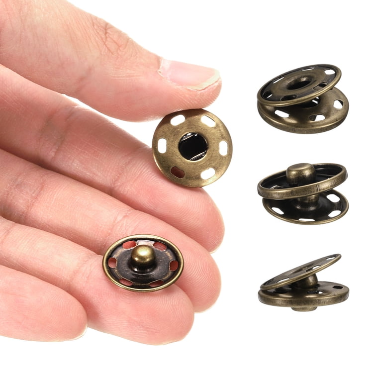 Batino 20 Sets Sew-on Snaps Buttons - 25mm (1inch) Metal Press Fasteners, Bronze, Copper Material, For Clothing, Bags, Jackets, DIY