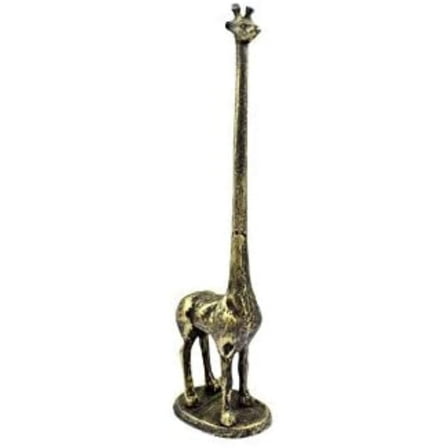 Handcrafted Nautical Decor Rustic Gold Cast Iron Giraffe Paper Towel Holder 19" - Decorative Cast Iron - M