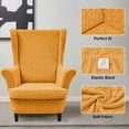 thumbnail image 4 of Eurhowing 2Pcs Wingback Chair Cover, Stretch Spandex Jacquard Armchair Slipcovers with Cushion Cover, Living Room Furniture Protector for Pet & Kids, Orange, 4 of 7