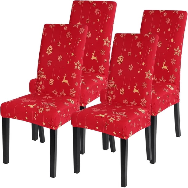 Fundas para sillas de Navidad, Protector elástico para sillas de comedor, extraíble, 4 Uds.