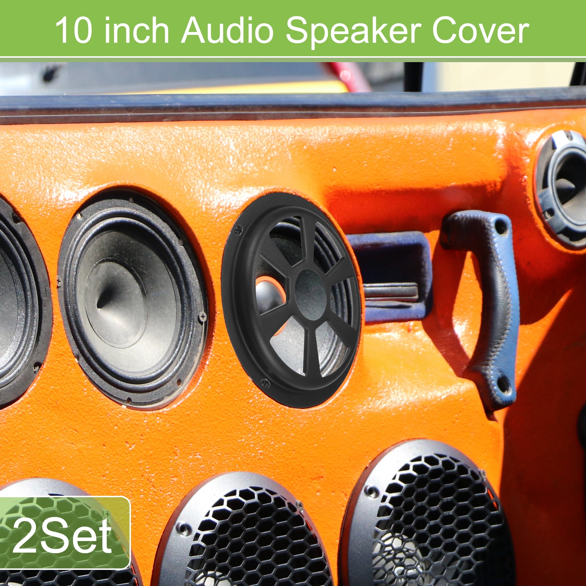 Unique Bargains Universal Car Speaker Grills Cover with Mounting Screws Iron Black 10"