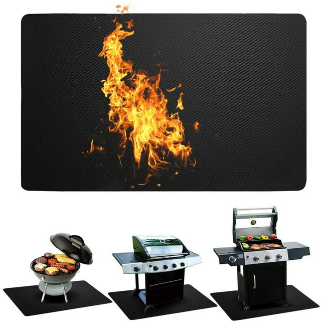 CaiYueKe Tapis de Foyer Polyvalent Tapis Ignifuge Retardateur de Flamme Pare-Étincelles pour Intérieur Extérieur Foyer Gril BBQ Antidérapant Résistant à la Chaleur Protection de Plancher Tapis