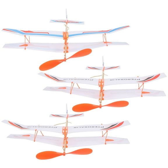 COMPUKAS 3pcs Powered Glider Designed For Kids Using Rubber Band For Outdoor Excitement