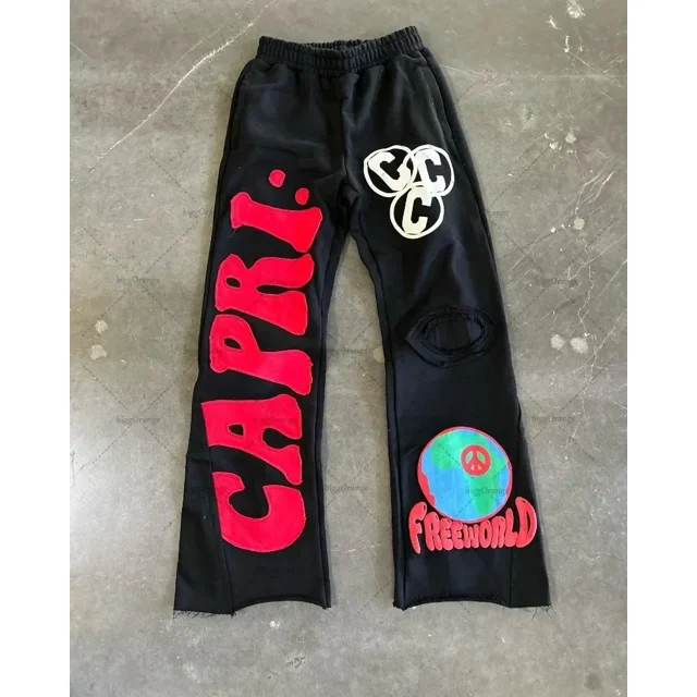 Pantalones holgados informales con bordados de letras de estilo nuevo europeo y americano para hombre, pantalones anchos de gran tamaño a la moda de hip-hop rock Y2k