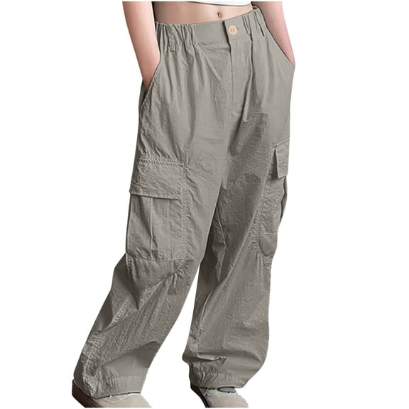 uublik Boys Girls Athletic Pants Size 5T-14 Kids Cargo Pants Elastic Waist Lightweight Outdoor Jogger Pants Coffee