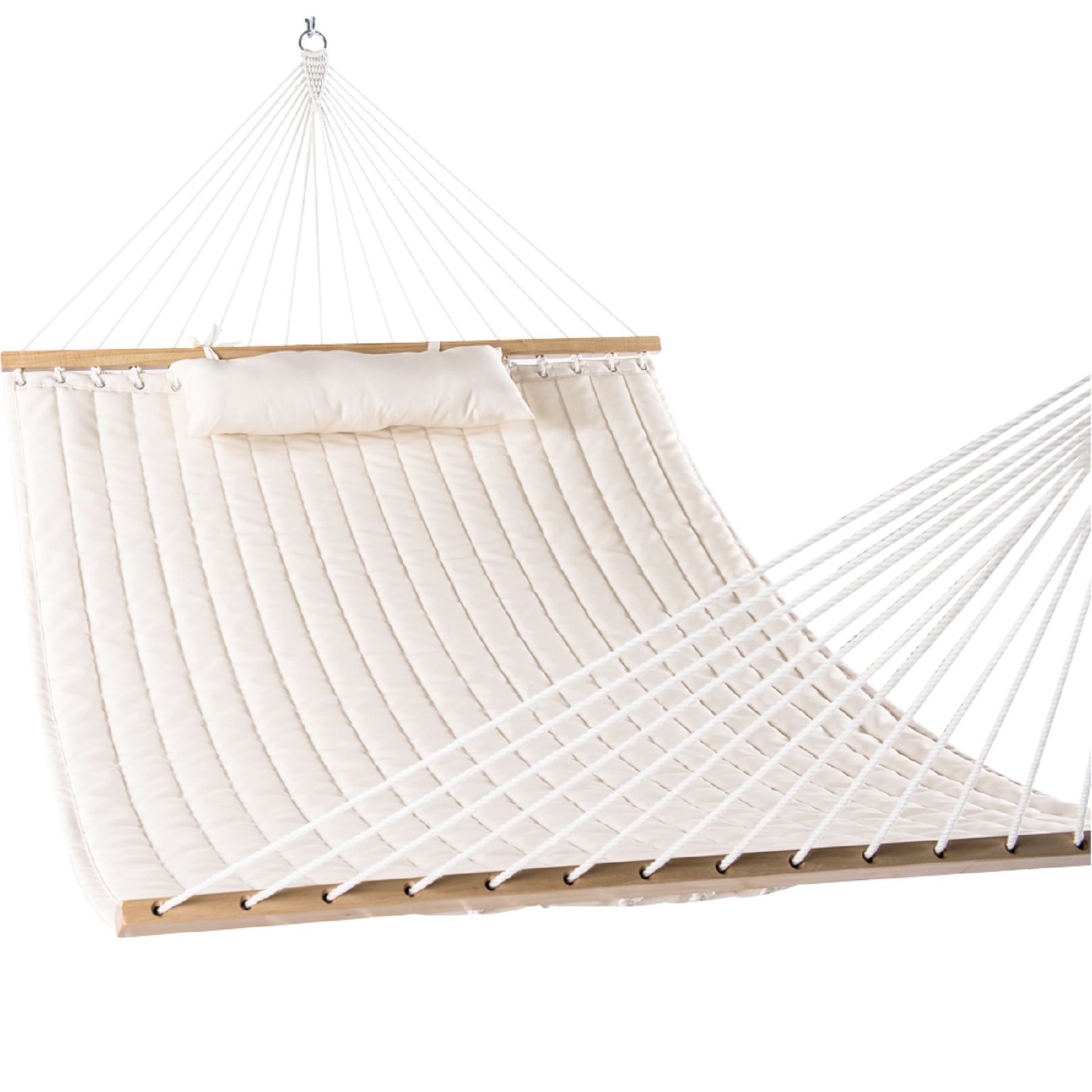 Double Quilted Cotton Fabric Swing Hammock with Pillow Beige 450 lbs Capacity without Stand - image 3 of 8
