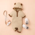 thumbnail image 2 of Little Girl Onesies Romper Clothes Baby Jumpsuit Boys Sleeve Hooded Infant Girls Solid Color Short Girls Romper Jumpsuit, 2 of 6