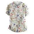 thumbnail image 4 of AKEGAMN Half Sleeved Round Neck Floral Print Loose T-Shirt with 3/4 Sleeves, Pink L, Size S-4XL, 4 of 4