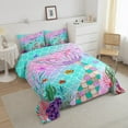 thumbnail image 3 of Erosebridal Mermaid Tail Comforter Set, Fish Scales Down Comforter Twin,Girly Rainbow Bedding Set Ocean Life Sea Animal Quilted Duvet Teal Sequins Pastel Pink Paillette Bedroom Decor,Multicolor, 3 of 6
