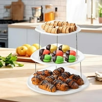 Home Decor Collapsible Party Tray 3 Tier Party Tray Decorative Design Folds For Minimal Storage An Elegant Serving Tray For Sandwiches Cake Sliced Cheese And Meat Baking Trays Trays