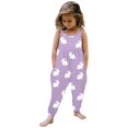 thumbnail image 2 of Ruyang Toddler Girls Bunny Printed Overall Jumpsuit My First Easter Outfit Baby Sleeveless Spaghetti Strap Romper Summer Clothes, 2 of 5