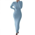 thumbnail image 1 of Prolriy Robes Chandail pour Femmes 2025 Tendance Automne et Hiver Mode Chandail Robe en Laine à Manches Longues Robe Chandail pour Femmes Bleu2 TTTG, 1 of 3