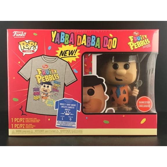 Funko POP! and Tee Fruity Pebbles Fred Flintstone with Spoon with Size Medium T-Shirt Collectors Box Exclusive