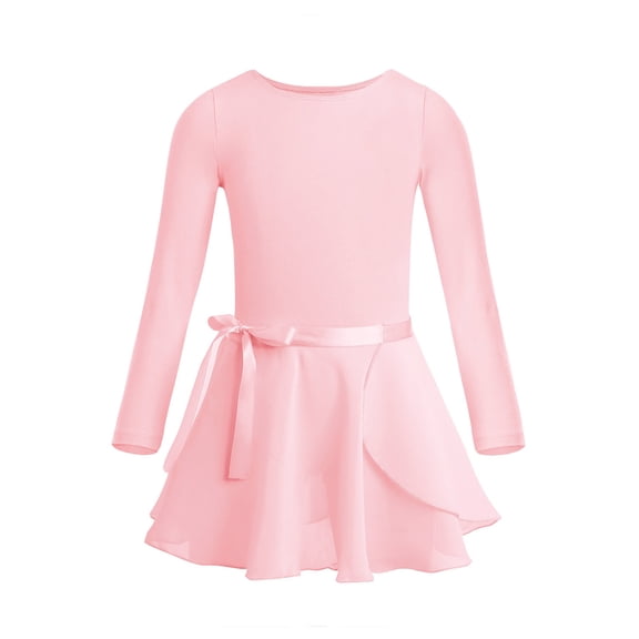 inhzoy Girls' Kids Two Piece Gymnastic Ballet Dance Outfits Long Sleeves Leoterd with Tutu Dress