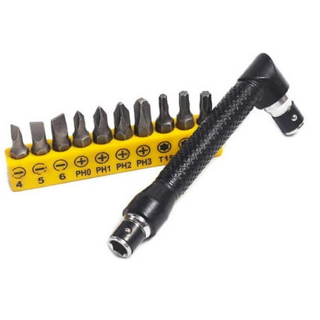 

1/4 Mini Double-headed Multifunctional 90 Degree Right Angle L-type Socket Wrench Screwdriver Sets with 10pcs Bit