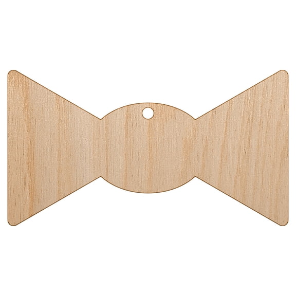 Bow Tie Solid Wood Holiday Christmas Tree Ornament Unfinished DIY Pre-Drilled Craft