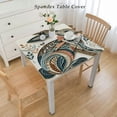 thumbnail image 2 of , Reusable Table Cloth Round Fitted Vinyl Tablecloth with Elastic Edged for Parties Outdoors, Brown, 2 of 7