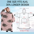 thumbnail image 4 of Oversized Wearable Blanket Hoodie,Pink Hedgehog Pattern Sherpa Blanket Hoodie with Super Pockets,Super Warm Fuzzy Pullover for Women & Men, 4 of 6