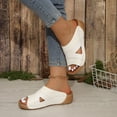 thumbnail image 3 of Women's Orthopedic Sandals Open Toe Splice Leather Platform Slides Summer Casual Cushioned Slip on Walking Shoes Soft Sole Slippers White Size 8, 3 of 9