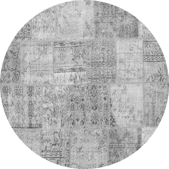 Ahgly Company Indoor Round Patchwork Gray Transitional Area Rugs, 8' Round