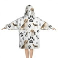thumbnail image 2 of Beagle Dog and Footprints Blanket Hoodies for Kids 6-13YR Oversize Wearable Blanket Hoodies for Boys Girls Teens, 2 of 7