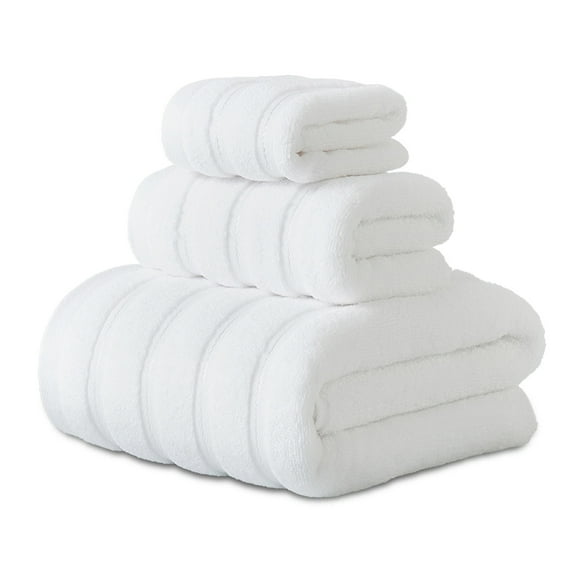 Hitime Bath Towel Sets of 3 Pieces, 1 Bath Towels 1 Hand Towels 1 Washcloths, 100% Cotton Highly Absorbent Towels for Bathroom, Gym, Hotel - White
