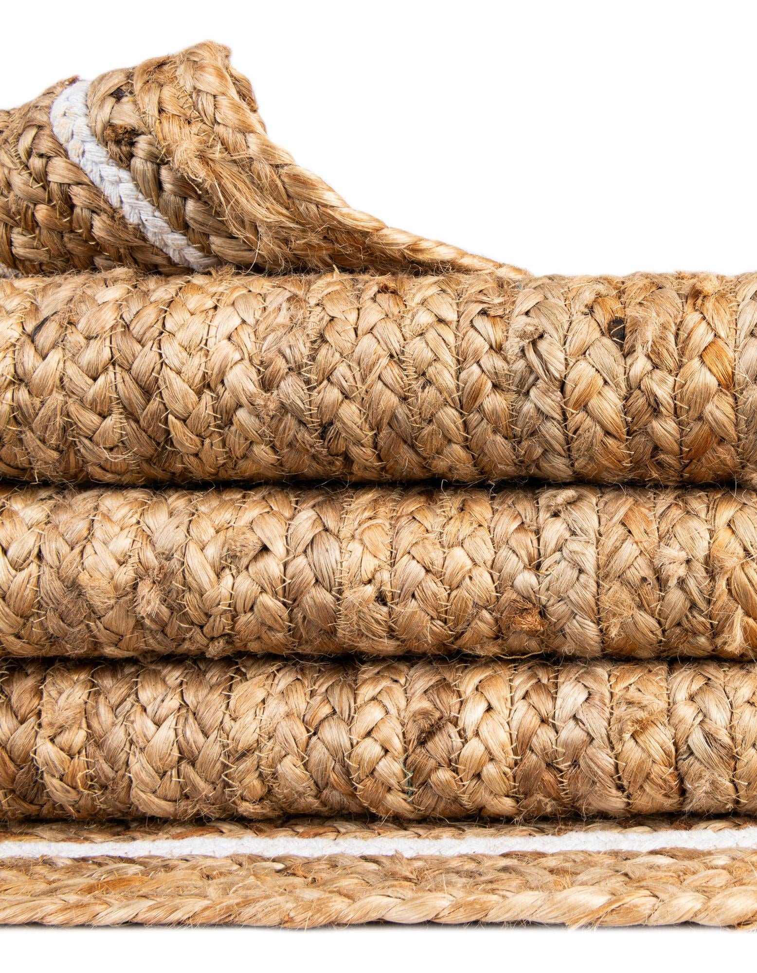 Unique Loom Braided Jute Collection Area Rug - Gujarat (2' 6" x 6' 1" Runner Natural and White/Ivory)