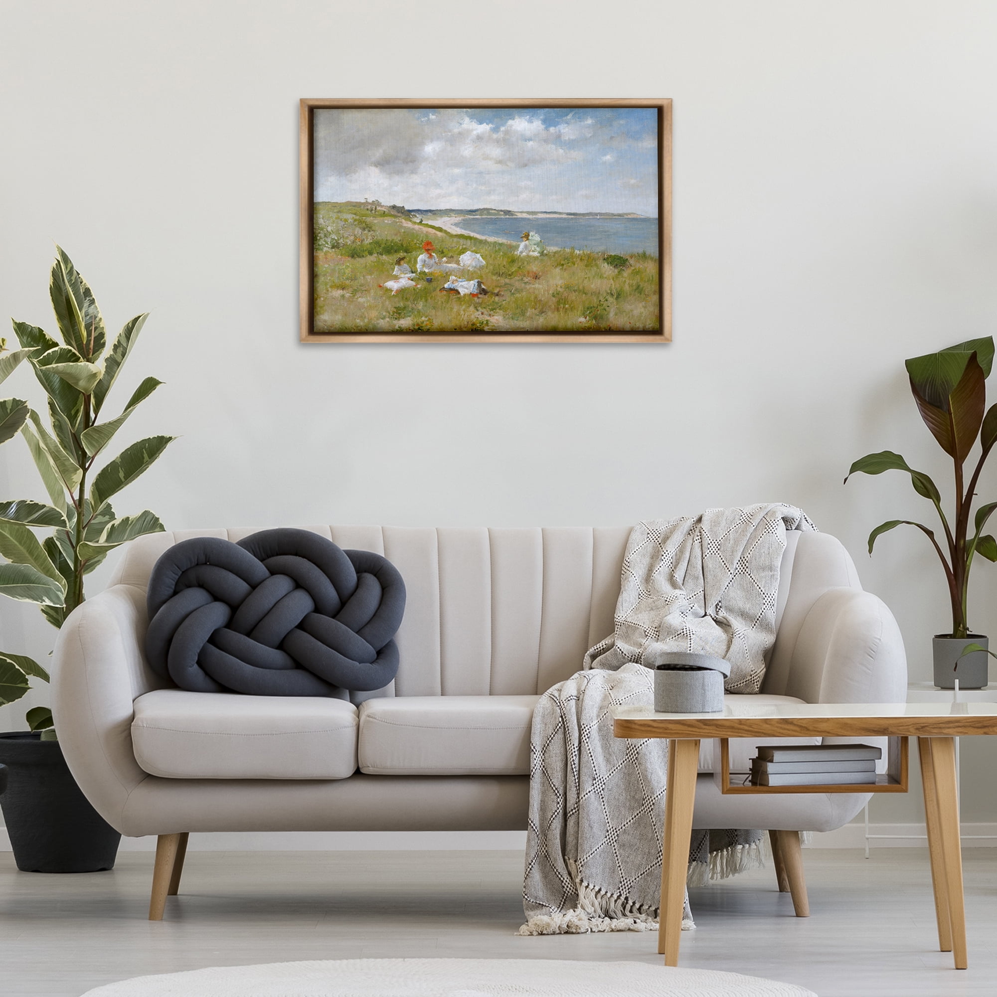 Stupell Industries Clasical Idle Hours Painting Landscape & Nature Painting Brown Floater Framed Canvas Art Print Wall Art, 31 x 21