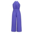 thumbnail image 6 of Daolelai Women's Solid Color Halter Sleeveless Pleated Jumpsuit, 6 of 7