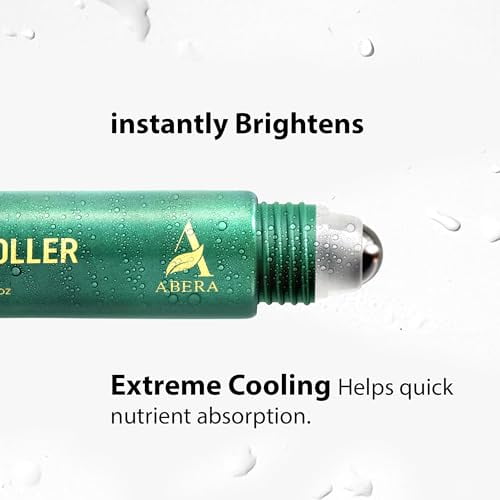ABERA Eye Roller Serum for Men, For the Look of Dark Circles and Puffiness, Mint Essence with Vitamin C and Peptides, 0.34 fl oz