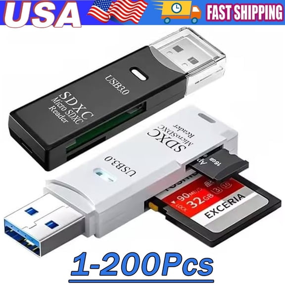 USB3.0 SD Card Reader For PC Micro SD Card to USB Adapter for Camera MemoryC Lot（white）
