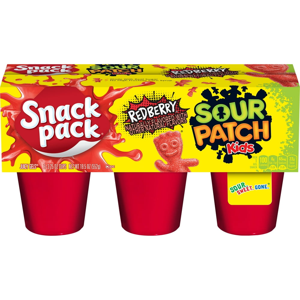 Snack Pack Sour Patch Kids Juicy Gels, Redberry, 3.25 oz. 6Count