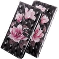 thumbnail image 5 of case for Samsung Galaxy A22 5G (not 4g) Wallet Case for Women, Premium PU Leather Prints Flip Cute Cover with Card Holder & Kickstand Feature Phone Case for Samsung Galaxy A22 5G Black Pink Flower, 5 of 7