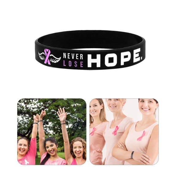 SIfdSeng Cancer Awareness Pink Ribbon Silicone Bracelet Wrist Band Couples Bracelets Black and Yellow Moissanite Bracelets for Women Heart Bracelets for Women Rose Gold